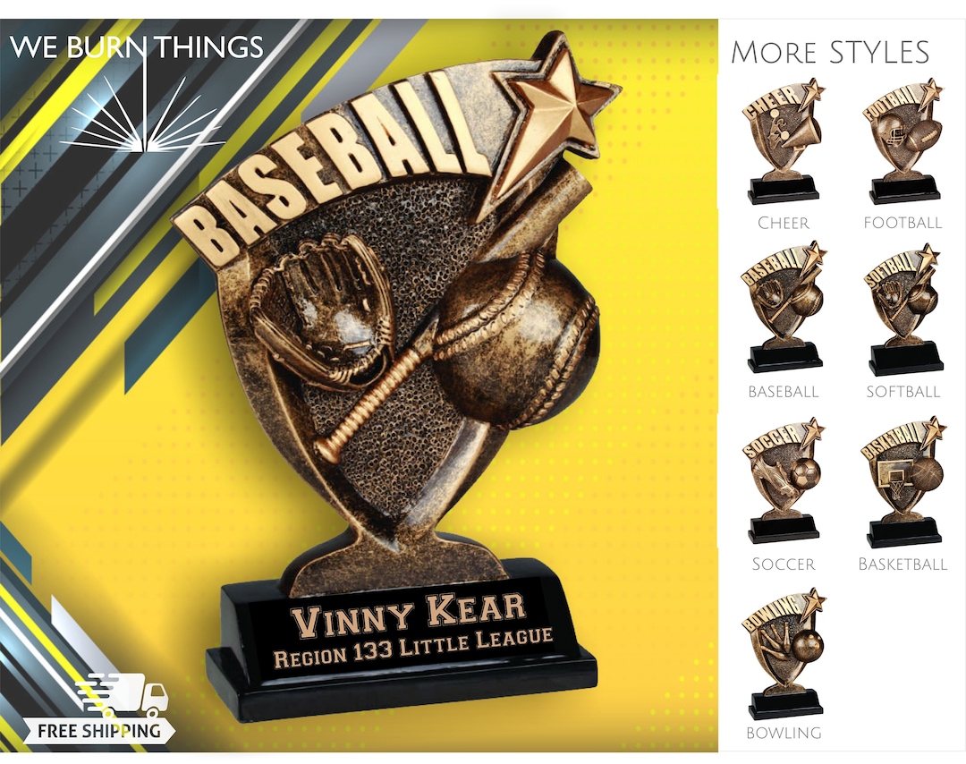 BASEBALL TROPHY Broadcast Resin Trophies Free Shipping Custom Engraved