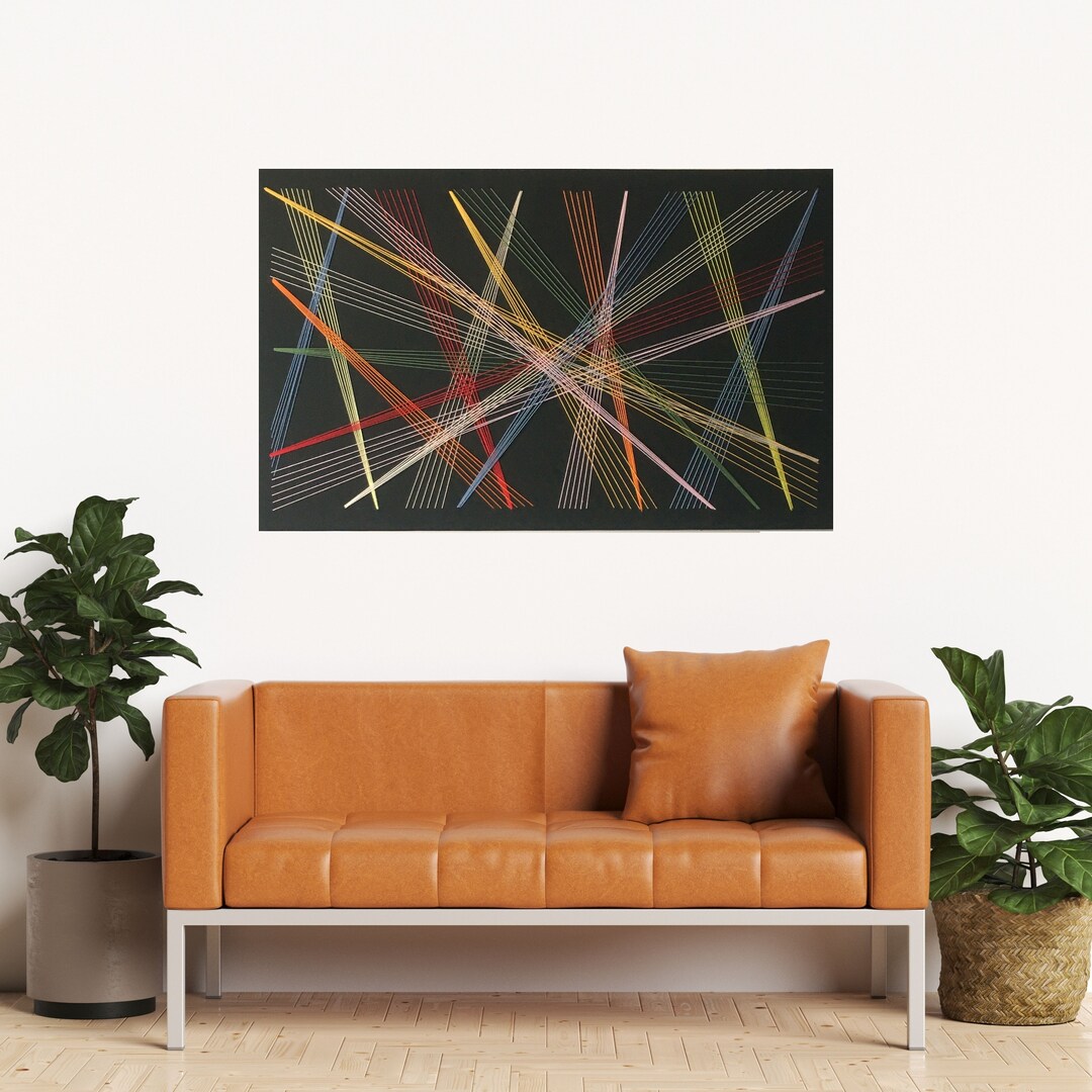 EMBROİDERY ON CANVAS Canvas Wall Art Colorful Striped Wall Etsy