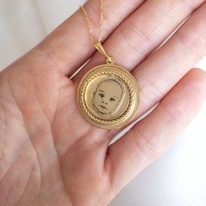 Handmade Photo Engraved Necklace •  Custom Coin Portrait Necklace  • Medallion Necklace Silver • Memorial Necklace with Photo Engraving