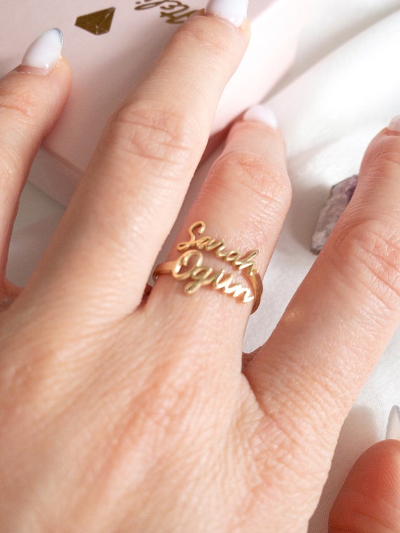 Two Name Ring in Sterling Silver, Gold and Rose Gold Double Name Ring  Custom Name Ring Personalized Ring Best Friend Ring - Etsy