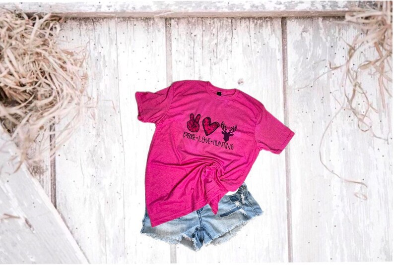 Peace/love/hunting Tshirt Hunter Wives Hunting Life Women Etsy