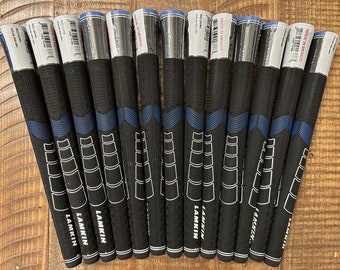 13pcs Full Set Lamkin Sonar Golf Swing Grips Black/Blue Midsize/Standard