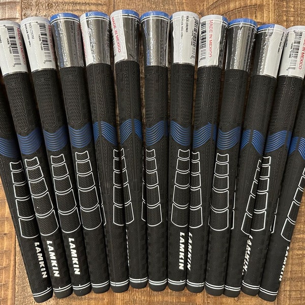 13pcs Full Set Lamkin Sonar Golf Swing Grips Black/Blue Midsize/Standard