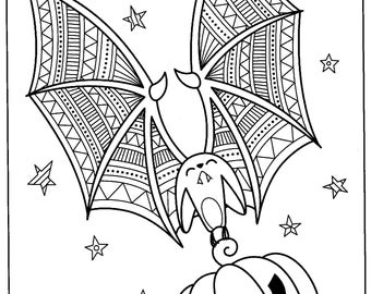 Coloring Digital Download – HALLOWEEN DESIGNS – 4 PAGES – Pack 3