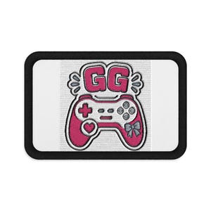 GG Pink Game Controller Embroidered Patch | Gamer Arcade Badge