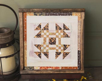 William Morris Paper Quilt Collage (8x8) : Cut Paper Collage Art, Farmhouse Decor, Vintage Art, Autumnal Art, Geometric Art, Rustic Art