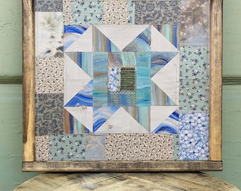 Original Sawtooth Paper Collage:  Floral Patchwork, Framed (12x12)