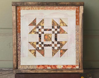 William Morris Cut Paper Quilt Collage (8x8) : Original Collage Art, Farmhouse Decor, Vintage Art, Autumnal Art, Geometric Art, Rustic Art