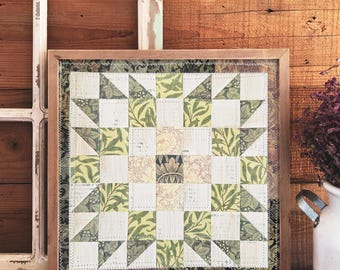 William Morris blommigt quiltcollage: Botanisk papperskonst (8x8)