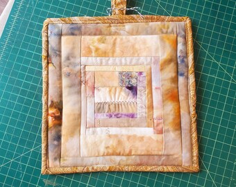 Scrappy Quilt Patchwork Potholder, Quilted Potholder ,Quilted Hot Pad,Candle MatQuilt Block, Ice Dye