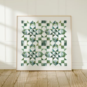 Sawtooth Star Repeat Pattern Print 12x12 | 8x8 | Giclée Print | Quilt Wall Art | Geometric Wall Art | Quilt Block | Collage Art | Barn Quilt