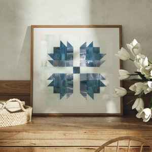 Berenpootquiltblokprint 8 x 8 | 6 x 6 | 12 x 12 | Gicléeprint | Collagekunstafdruk | Quilt vierkant | Quiltkunst aan de muur | Schuurquilt | Gesneden papierkunst