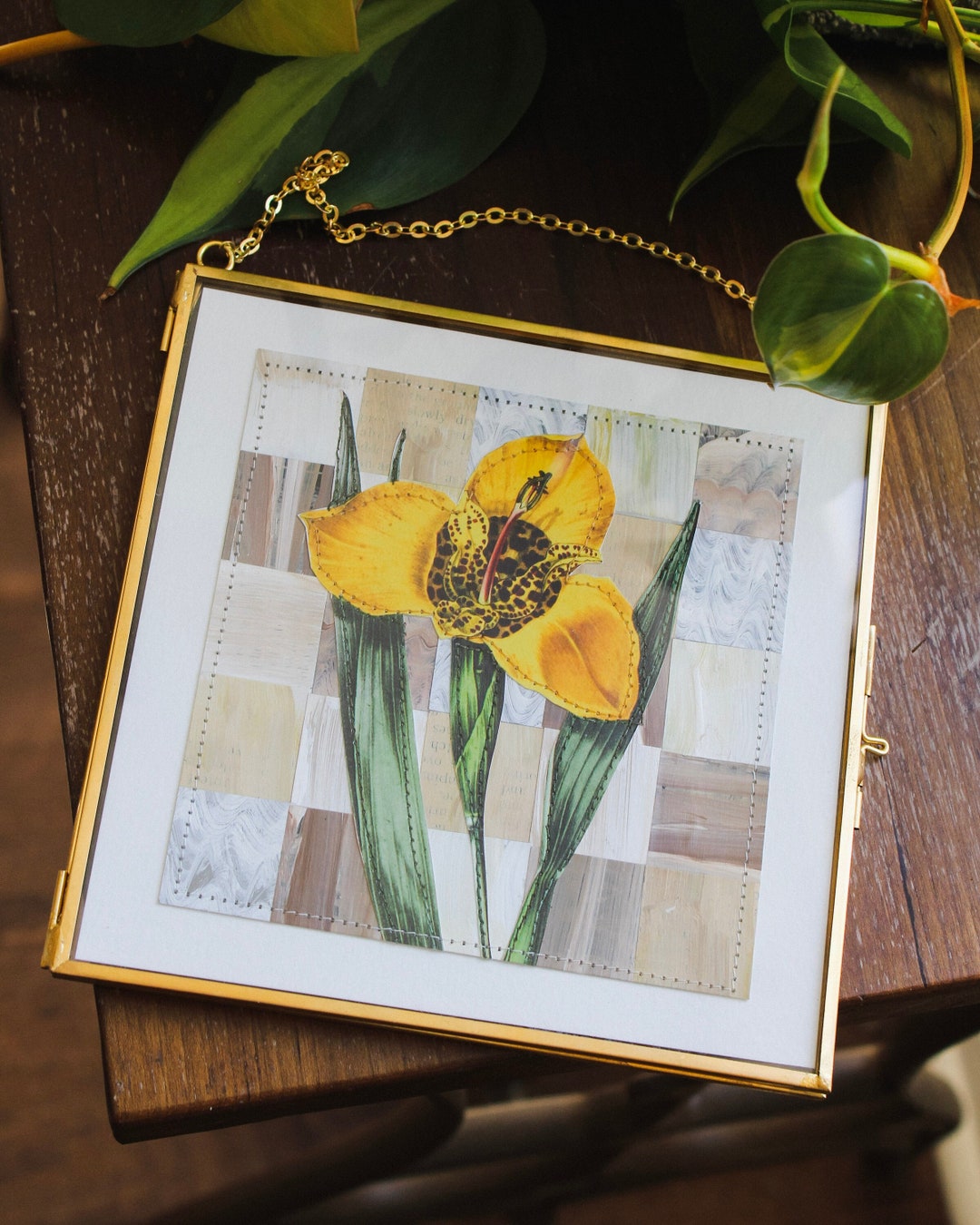 Vintage Botanical Collage 6x6 Original Collage Tiger Flower Vintage ...