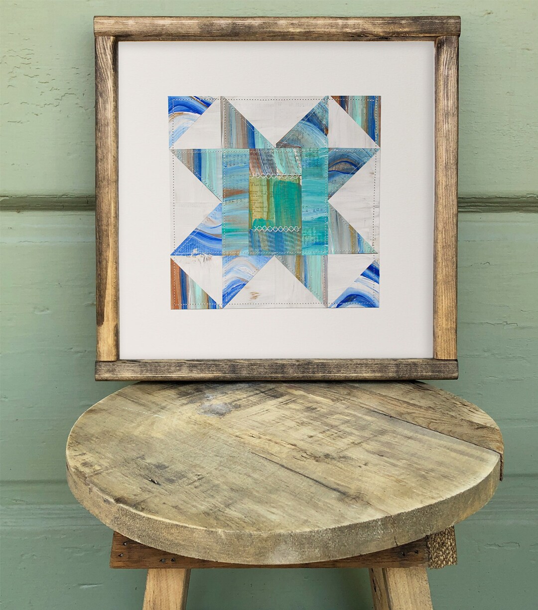 Star Quilt Block Art 12x12 Original Paper Quilt Recycled Etsy