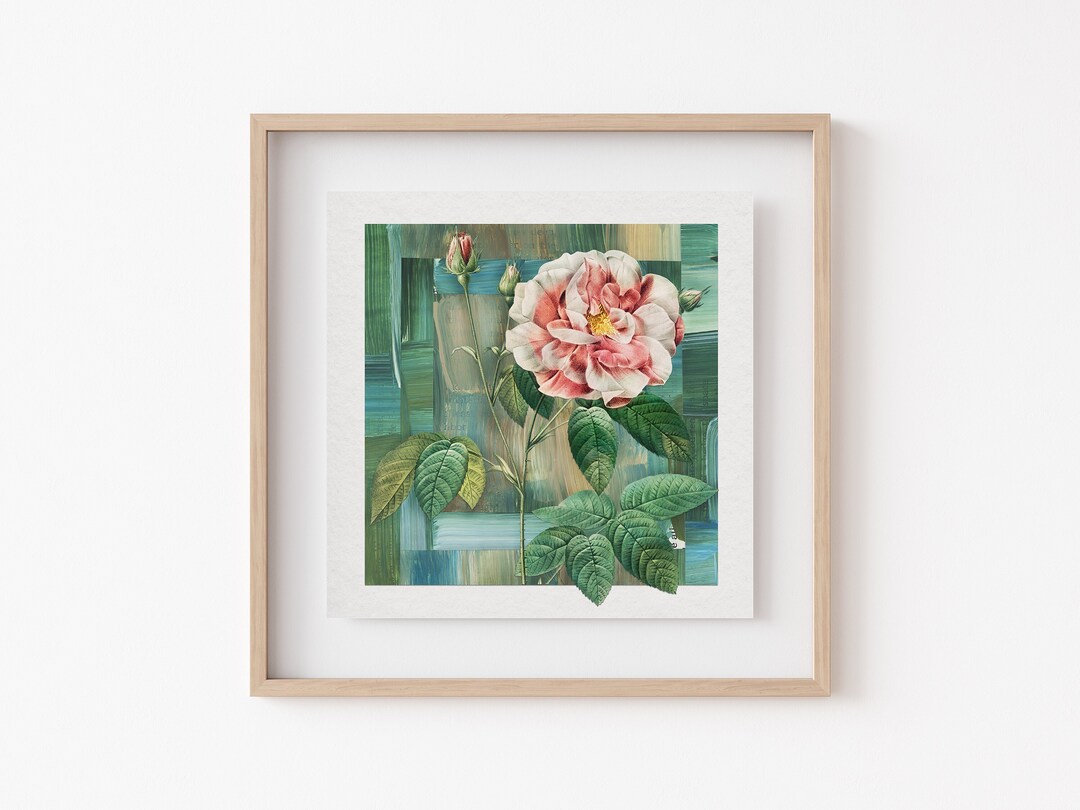 Pink Rose Collage Art Print: Vintage Floral Giclée (6x6) - Etsy