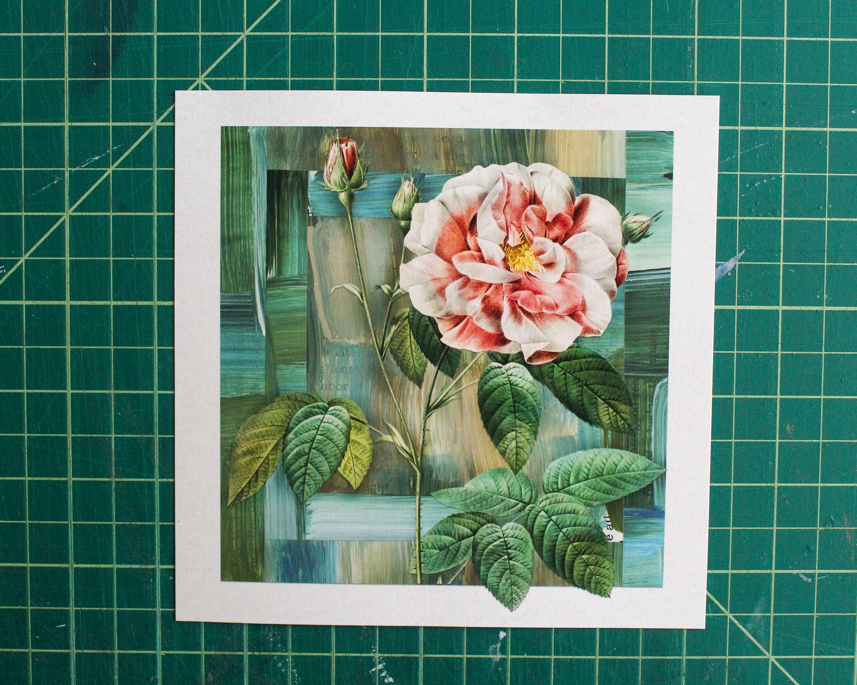Pink Rose Collage Art Print: Vintage Floral Giclée (6x6) - Etsy