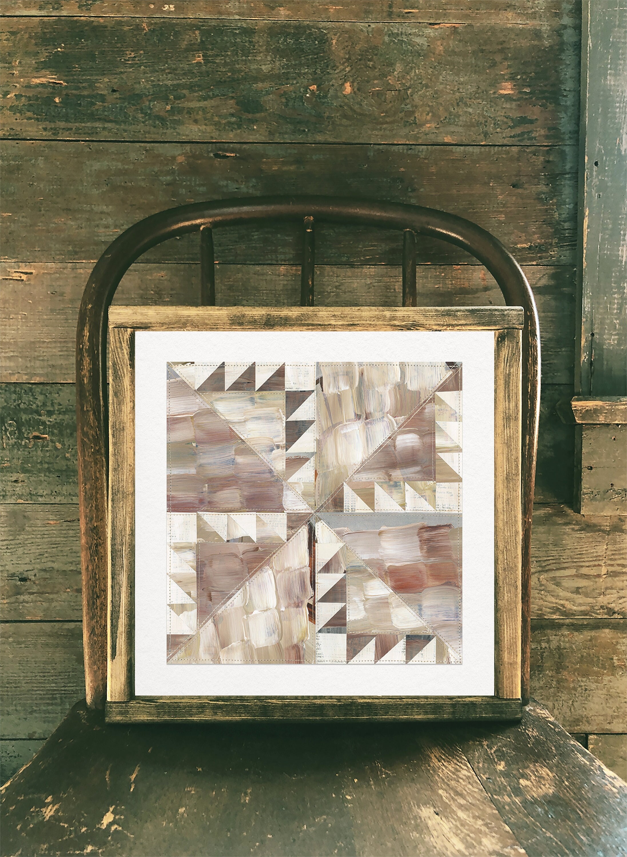 Pinwheel Quilt Block Giclée Print: Neutral Collage Art - Etsy