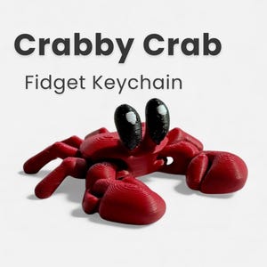 Crabby Crab - Flexi Fidget Animal Toy - Zabawny brelok w kształcie zwierzątka - Uroczy kuchenny magnes - Uspokajająca zabawka sensoryczna - Brelok do torby