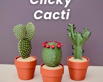 Clicky Cacti - Mechanical Clicking Fidget Cactus - Plant Fidgets - Home Decor - Functional Desk Ornament - Tactile Fidget Toy