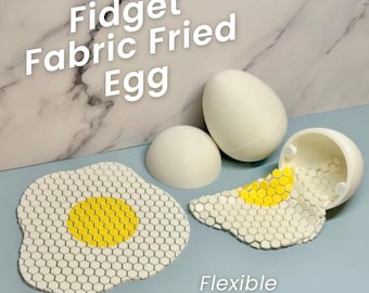 Huevo frito de tela para inquietarse / Juguete sensorial impreso en 3D / Huevo de malla flexible con cáscara rompible / Posavasos y juguete de panal suave / Huevo de Pascua