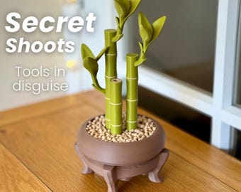 Boîte à outils en bambou Secret Shoots | Usine de tournevis cachés | Organiseur de bureau | Porte-embouts | Pot pour ruban à mesurer | Cadeau pour les bricoleurs | Maison et bureau