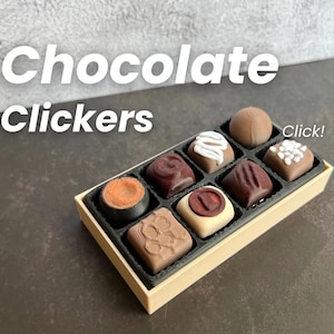 Chocolate Clickers – Fun Fidget Chocolates – Keyboard Switch Clicker – Sensory Desk Toy – Food Fidget – Stress Relief Gift