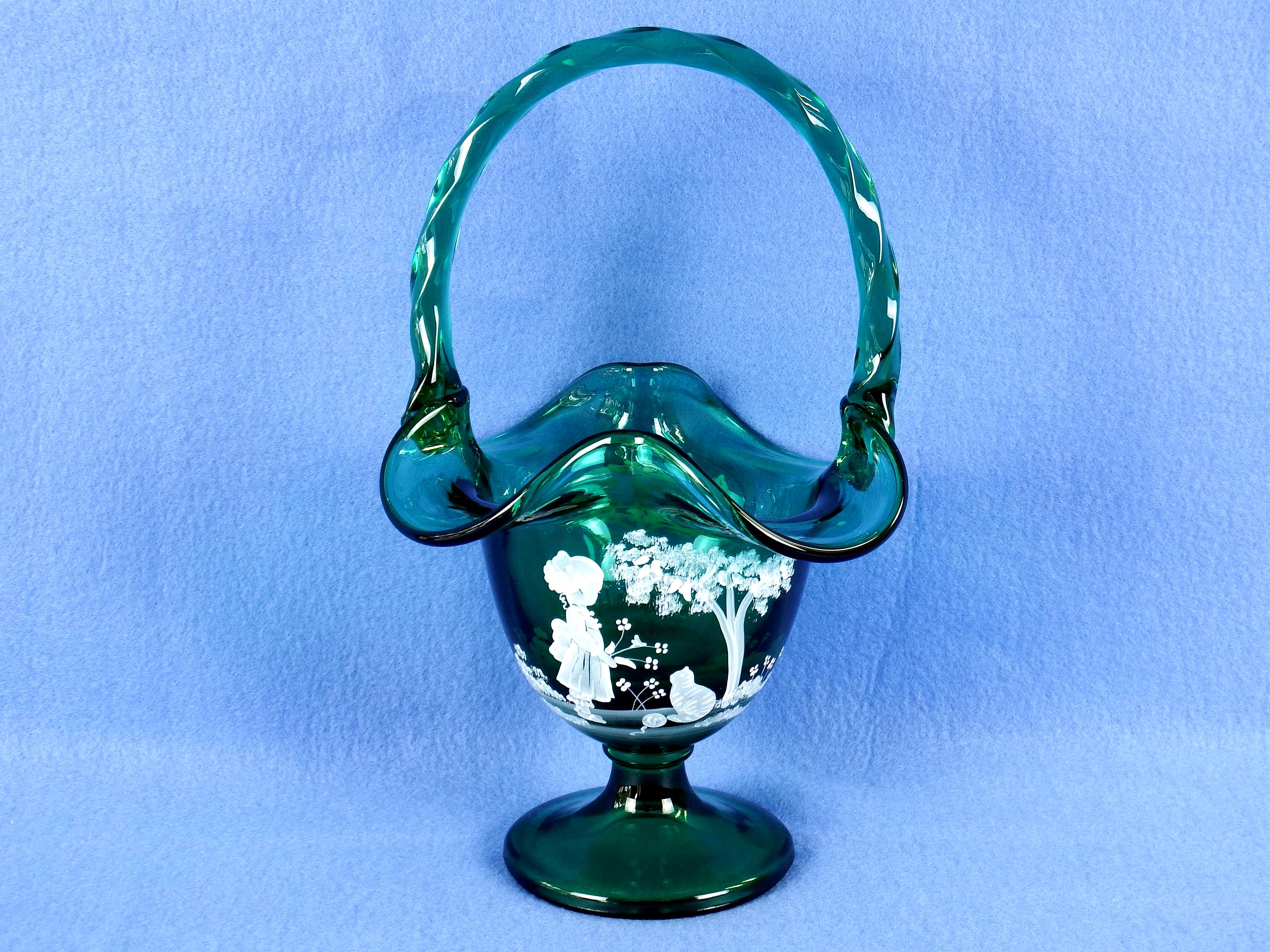 Fenton Emerald Green Basket - Etsy