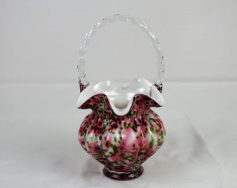 Fenton Art Glass 2000 Glass Legacy Collection Vasa Murrhina Melon Basket, signed