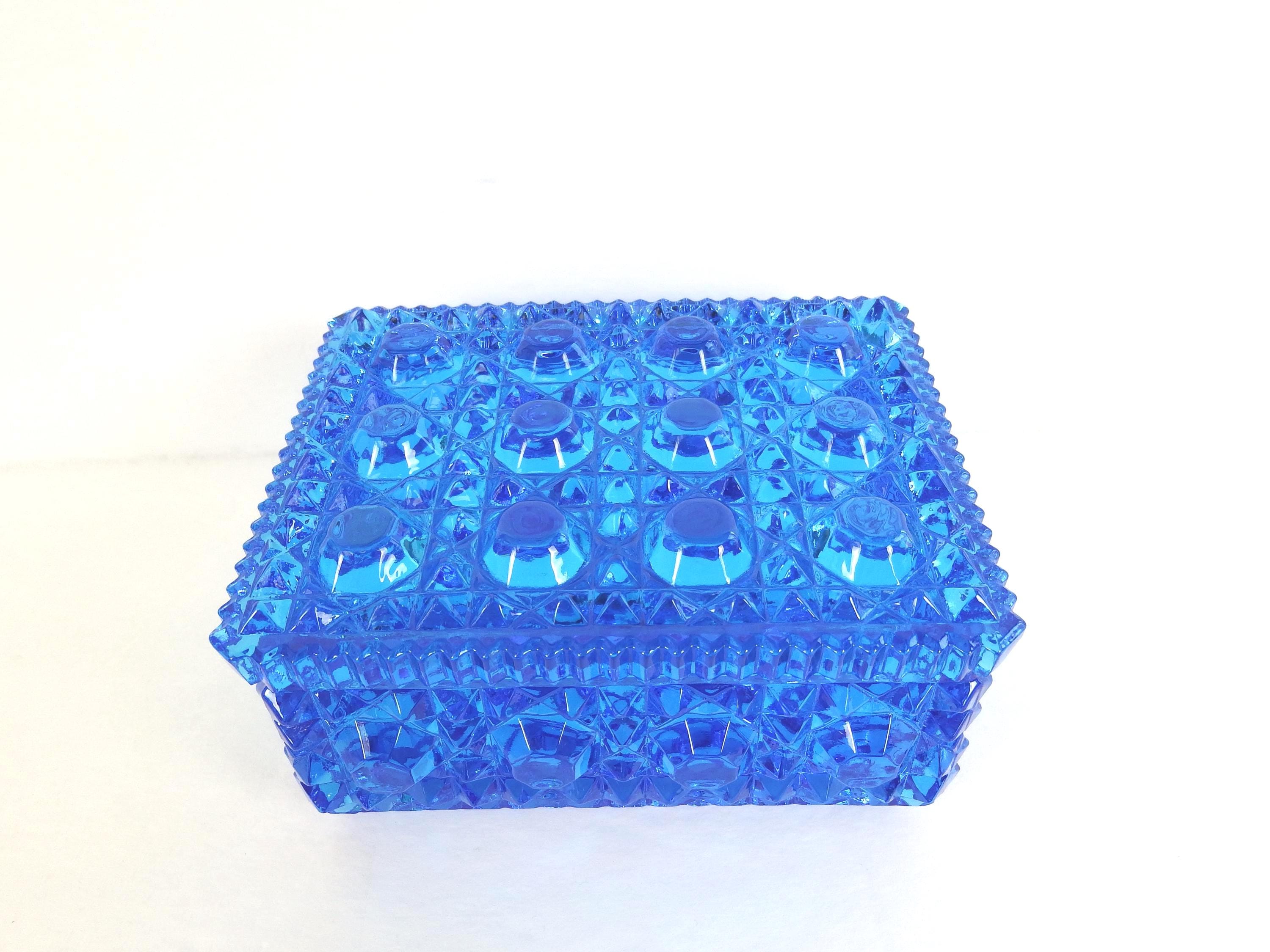 フェントン製のブルーの花籠 Fenton Blue Trinket Box - Etsy