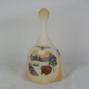 Fenton Art Glass White Matte and Gold Bell signed by Thomas Fenton and Michael Fenton, Home Decor, Collectibles, Glass Art, Bells