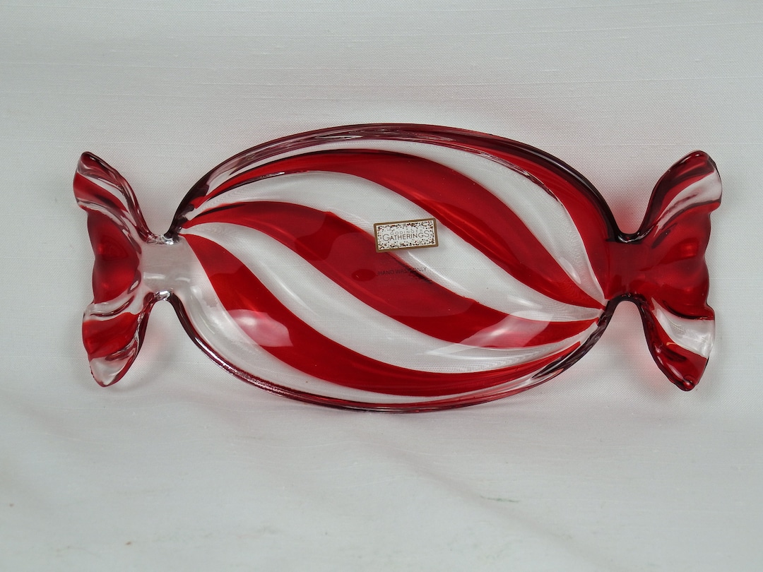Peppermint Striped Candy Plates, Candy Dishes, Cheese Plates, Holiday