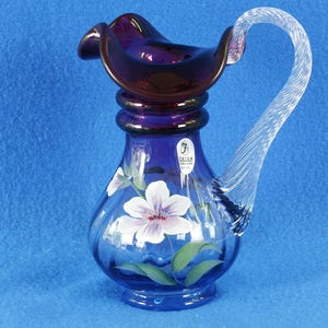 Fenton Art Glass RARE Limited Edition 2001 Glass Messenger Exclusive Mulberry Pitcher signed by Nancy Fenton, Fenton Family, Home Decor