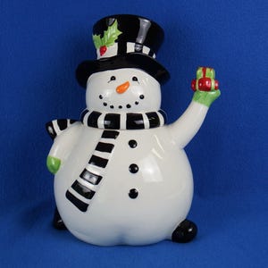 Ceramic Christmas Snowman Cookie Jar, Holidays, Home Decor, Collectibles, Kitchenware, Winter Snowman