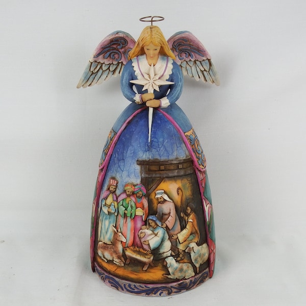 Jim Shore Heartwood Creek 2005 A Star Shall Guide Us Nativity Angel Figurine, Enesco, Mary and Joseph, Jesus Christ, Story of Jesus