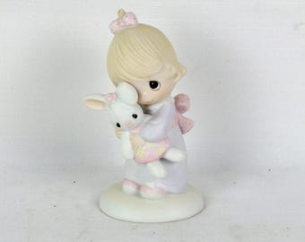 Precious Moments 1978 Jesus Loves Me Girl Porcelain Figurine