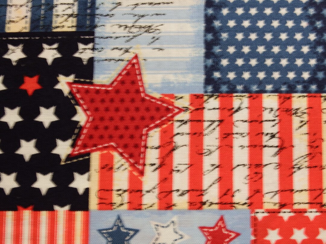 Red White Blue Patchwork Cotton Fabric: Americana Patriotic Decor - Etsy