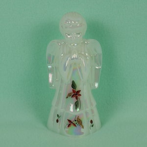 Fenton Art Glass Iridized White Christmas Angel, Fenton Angel, Glass Art, Glass Collectibles, Home Decor, Angels, Holiday Angel