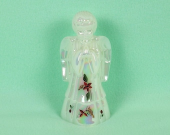 Fenton Art Glass Iridized White Christmas Angel