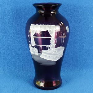 Fenton Art Glass Limited Edition, #155/1850, Mary Gregory Style Amethyst Vase, Frank Fenton, Bill Fenton, Home Decor, Collectibles