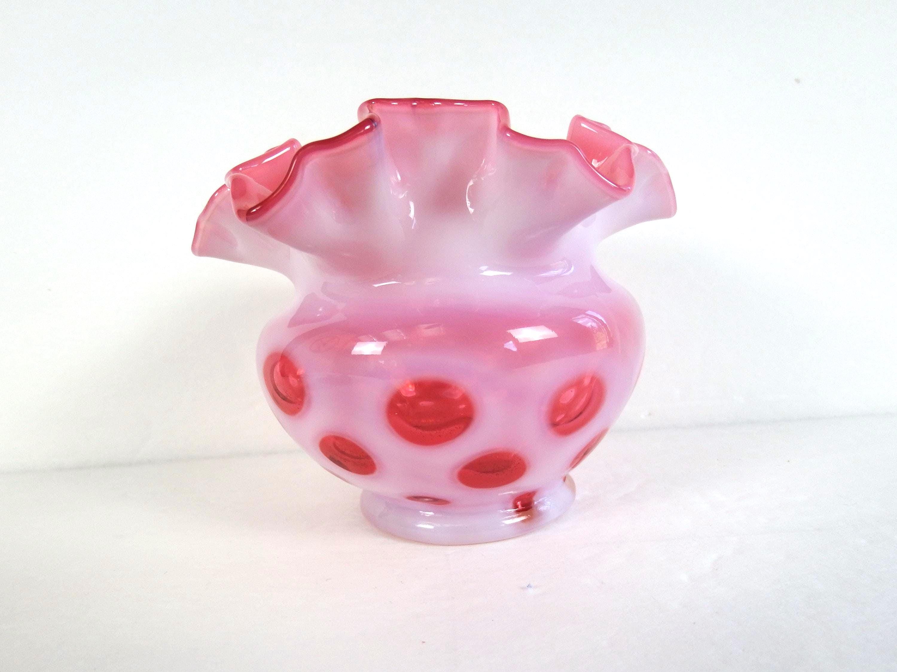 FENTON ドット 花瓶 40's〜50's クランベリーオーバーレイ Fenton