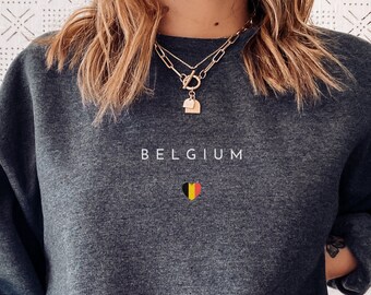 Belgium Sweatshirt, Belgium Crewneck, Belgium Shirt, Belgium Gift, Belgium Flag Pullover, Belgium Souvenir, Travel Sweater