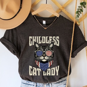 Childless Cat Lady Shirt, Kamala Harris 2024 T Shirt, Kamala Rally Tee, 2024 Election Political Shirts, Vote Blue Democrat Top, Cat Mom Gift