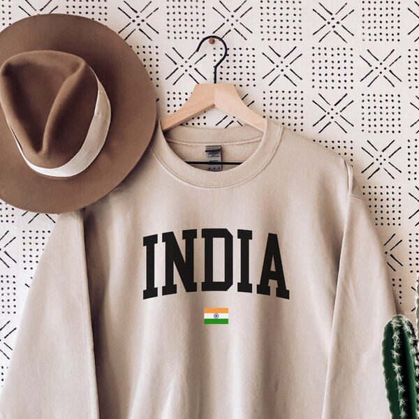 India Sweatshirt, India Crewneck, India Shirt, India Gift, India Flag, India Flag Pullover, India Souvenir, Travel Sweater