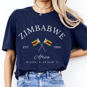 Zimbabwe Cross Flag Pullover Sweatshirt, Zimbabwe Crewneck Shirt, Zimbabwe Travel Gift, Unisex Sweater