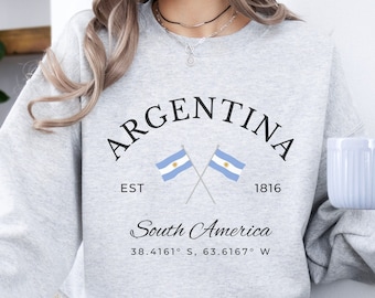 Argentina Flag Pullover Sweatshirt, Travel Gift