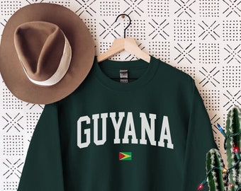 Guyana Sweatshirt, Guyana Crewneck, Guyana Shirt, Guyana Gift, Guyana Flag Pullover, Guyana Souvenir, Travel Sweater