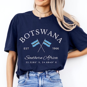 Botswana Cross Flag Pullover Sweatshirt, Botswana Crewneck Shirt, Botswana Travel Gift, Unisex Sweater