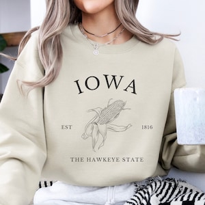 Iowa Pullover Sweatshirt, Iowa Crewneck, Iowa Souvenir Gift, Travel Sweater, The Hawkeye State