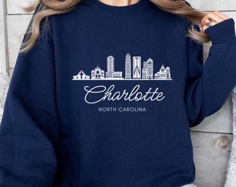 Charlotte North Carolina Skyline Sweatshirt, Reise-Souvenir Geschenk