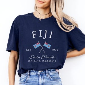 Fiji Cross Flag Pullover Sweatshirt, Fiji Crewneck Shirt, Fiji Travel Gift, Unisex Sweater